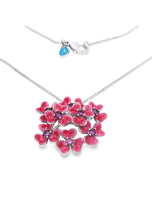 Collana Clover con pietre Ametista e smalto rosa perlato GOCCIAZZURRA JEWELS | CLCLOVERRODIOROSA